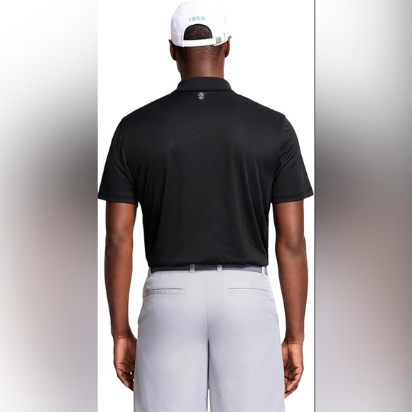 IZOD GOLF GRID POLO SHIRT MEN REGULAR CUT LOGO BLACK COLOR SHORT SLEEVE SIZE XL - Picture 4 of 13